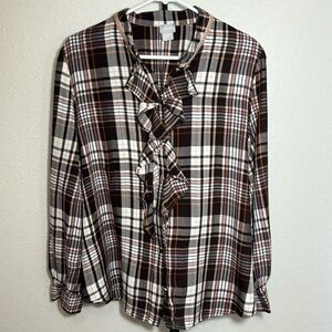 Chico’s Ruffled Button down Top Size 3